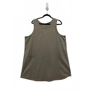 Gudrun Sjoden Sleeveless Button-Back organic cotton Dress Tunic Embroidered XL